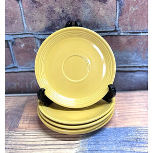 5 Vintage Fiestaware Dessert Plates Homer‎ Laughlin Yellow Early Stamp 6"